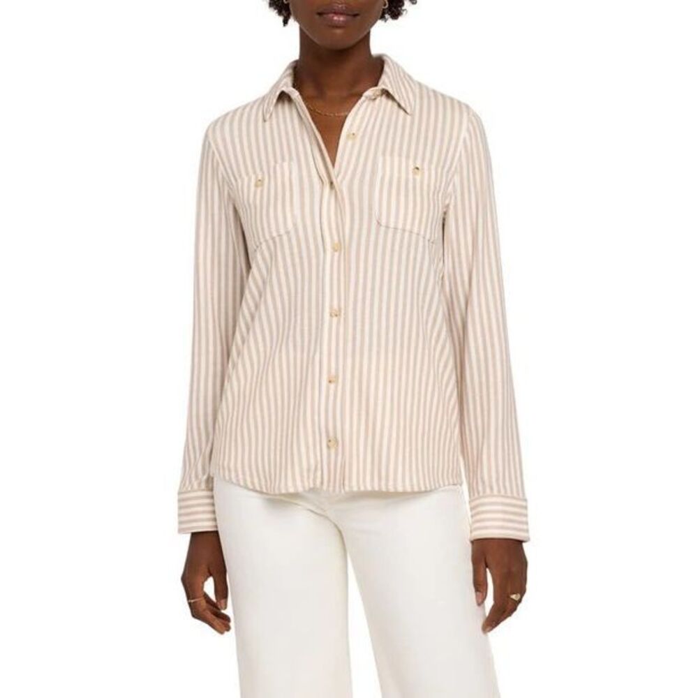 Faherty Legend Sweater Shirt in Tannin Stripe Size XS